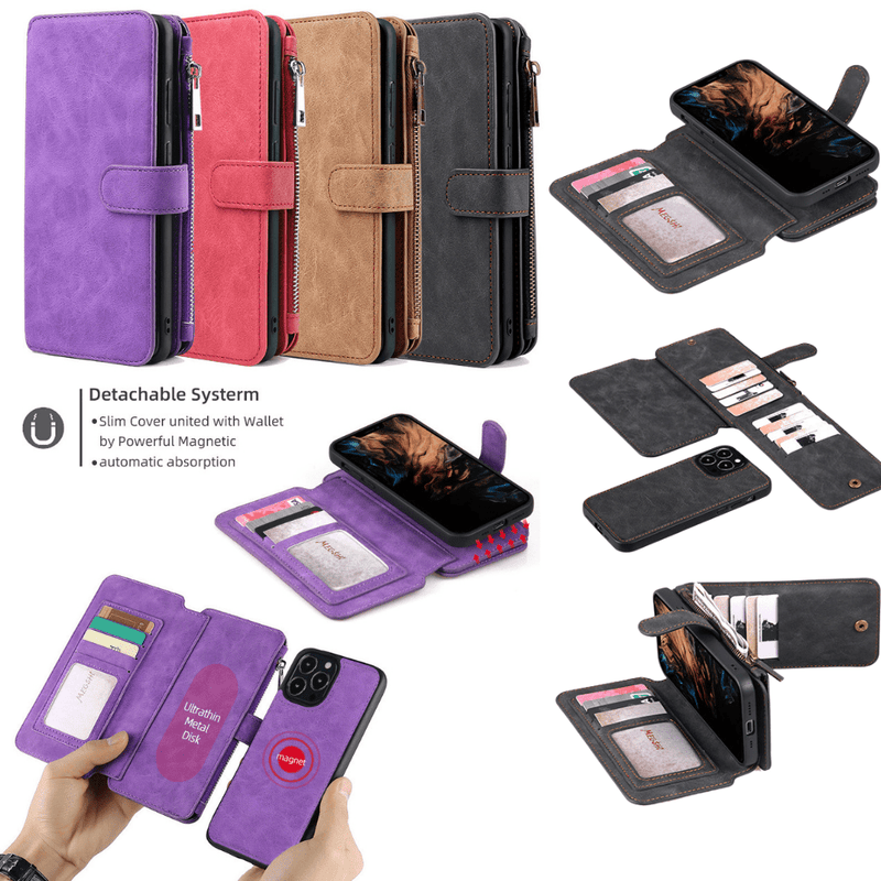 Chargez l'image dans la visionneuse de la galerie, Apple iPhone 13/Mini/Pro/Max Detachable Magnet Multiple Card Wallet Flip Case - Polar Tech Australia