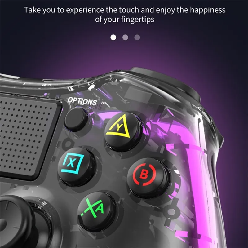 Cargue la imagen en el visor de la galería, Nintendo Switch PS4 Game Consoles P05 Transparent Wireless Controller Bluetooth Handle Portable Gamepad with RGB Lights - Polar Tech Australia
