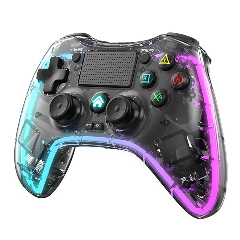 Cargue la imagen en el visor de la galería, Nintendo Switch PS4 Game Consoles P05 Transparent Wireless Controller Bluetooth Handle Portable Gamepad with RGB Lights - Polar Tech Australia