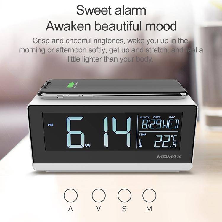 Cargue la imagen en el visor de la galería, Momax QClock 10W Digita Alarm Clock Built-in Wireless Charger - Polar Tech Australia