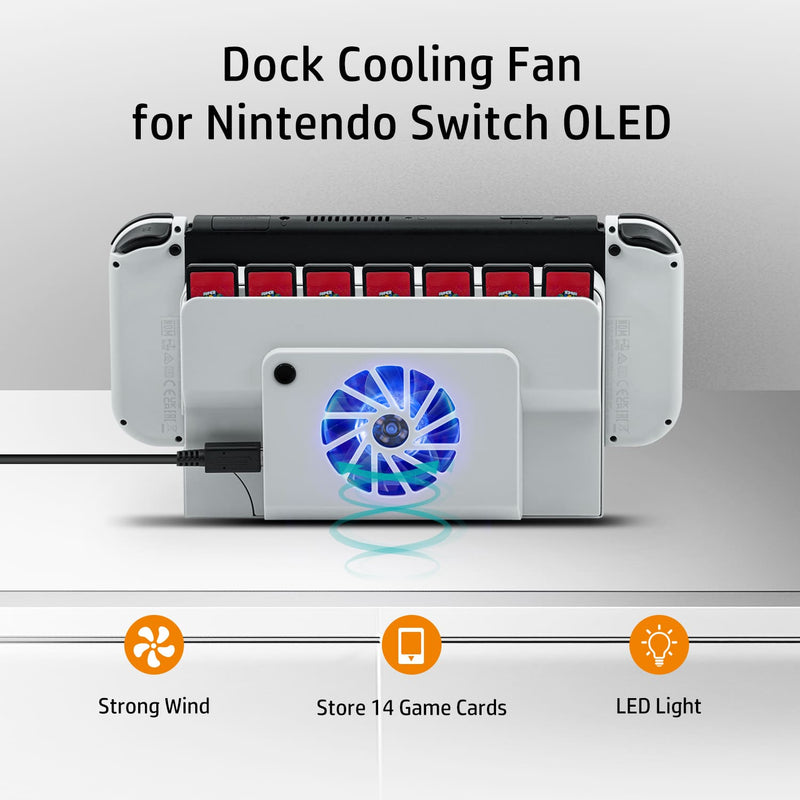 Chargez l'image dans la visionneuse de la galerie, Nintendo Switch OLED Dock Cooling Fan with Game Card Storage - Polar Tech Australia