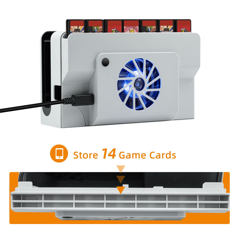 Chargez l'image dans la visionneuse de la galerie, Nintendo Switch OLED Dock Cooling Fan with Game Card Storage - Polar Tech Australia