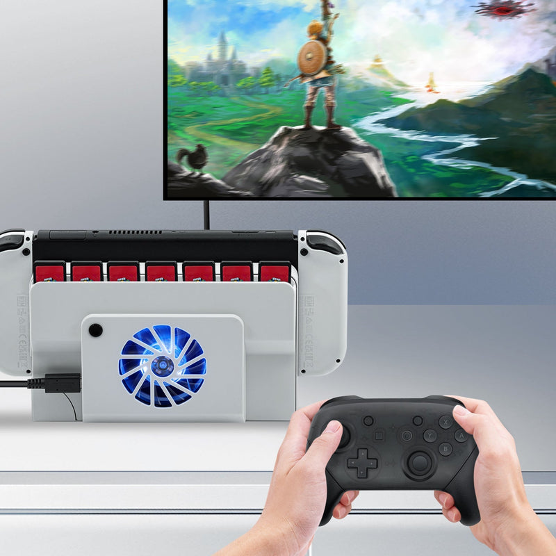 Chargez l'image dans la visionneuse de la galerie, Nintendo Switch OLED Dock Cooling Fan with Game Card Storage - Polar Tech Australia