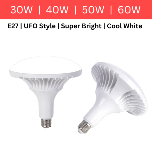 Super Bright 30W 40W 50W 60W UFO Style LED Bulbs Light Lamp E27 Head - Polar Tech Australia