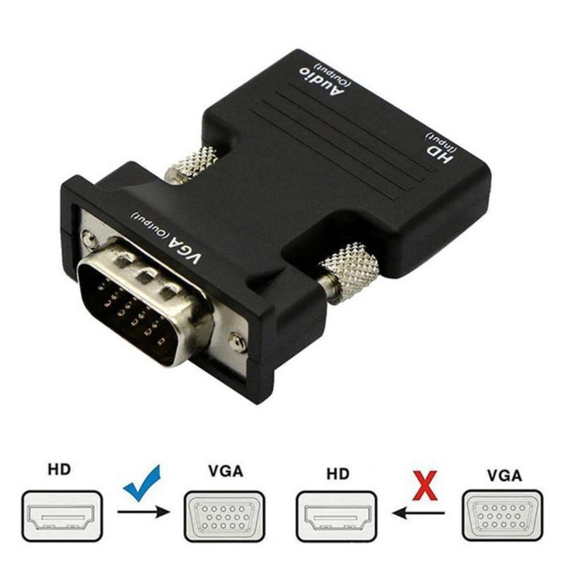 Chargez l'image dans la visionneuse de la galerie, HDMI-compatible Female to VGA Male Converter 3.5mm Audio Cable Adapter 1080P FHD Video Output for PC Laptop TV Monitor Projector - Polar Tech Australia
