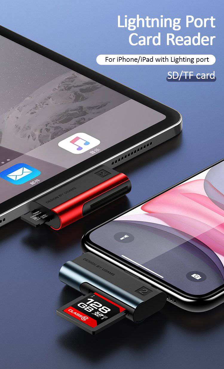 Load image into Gallery viewer, USAMS US-SJ430 Lightning Port Card Reader (SD card+TF card) - Polar Tech Australia