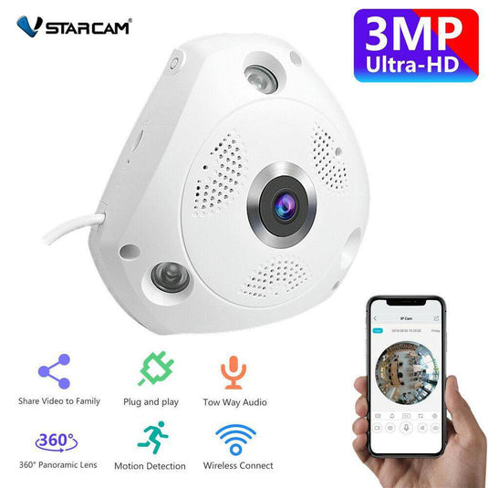 VStarcam C61S Built-in WiFi FHD 1536P 360  Panoramic Monitoring Fisheye Camera - Polar Tech Australia