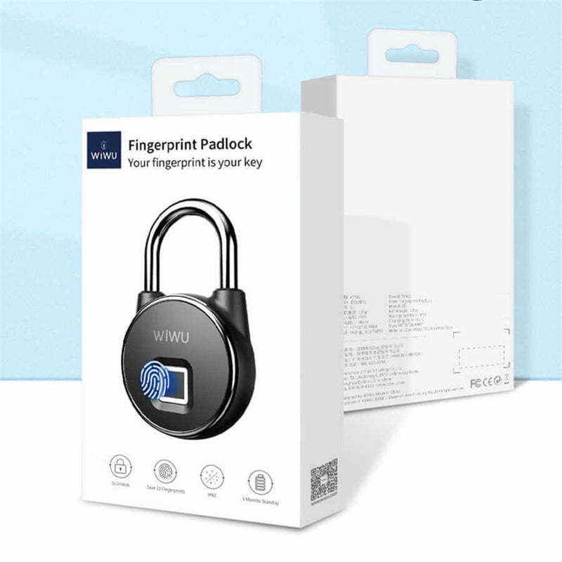 Chargez l'image dans la visionneuse de la galerie, WIWU S5 IP65 Waterproof Smart Rechargeable Fingerprint Padlock For Door Bicycle Bag Cabinets - Polar Tech Australia