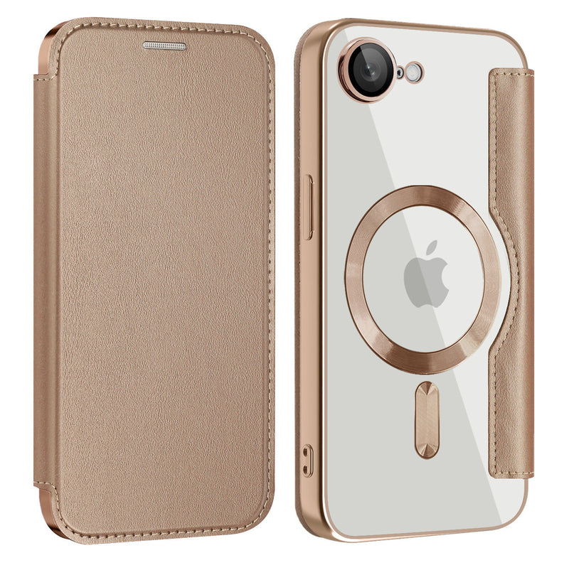 Chargez l&#39;image dans la visionneuse de la galerie, [Magsafe Compatible][With Card Slot] Apple iPhone 16e Golden Shield Magnetic Flip Leather Case - Polar Tech Australia
