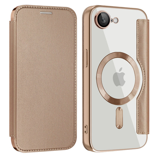 [Magsafe Compatible][With Card Slot] Apple iPhone 16e Golden Shield Magnetic Flip Leather Case - Polar Tech Australia