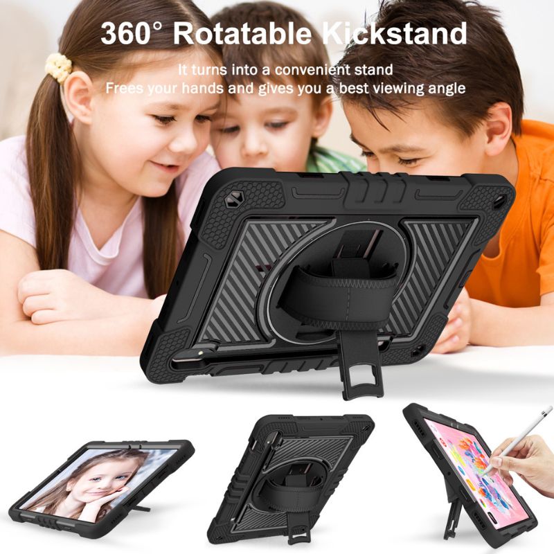 Chargez l&#39;image dans la visionneuse de la galerie, [Built-in Stand] Samsung Galaxy Tab S9 Plus &amp; S9 FE Plus &amp; S10 Plus 12.4&quot; - 360 Degree Rotating Shockproof Protection Case With Hand &amp; Shoulder Strap - Polar Tech Australia

