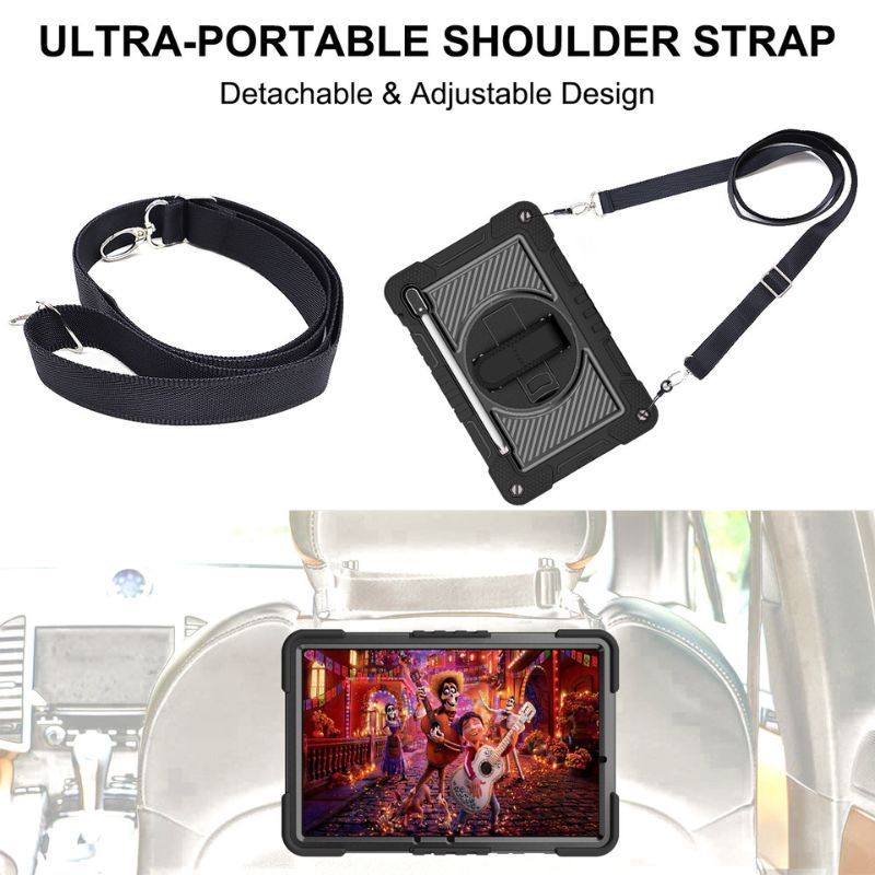 Chargez l&#39;image dans la visionneuse de la galerie, [Built-in Stand] Samsung Galaxy Tab S9 Plus &amp; S9 FE Plus &amp; S10 Plus 12.4&quot; - 360 Degree Rotating Shockproof Protection Case With Hand &amp; Shoulder Strap - Polar Tech Australia
