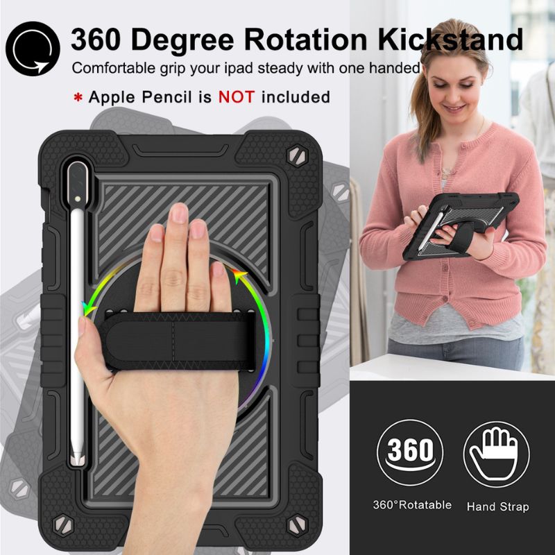 Chargez l&#39;image dans la visionneuse de la galerie, [Built-in Stand] Samsung Galaxy Tab S9 Plus &amp; S9 FE Plus &amp; S10 Plus 12.4&quot; - 360 Degree Rotating Shockproof Protection Case With Hand &amp; Shoulder Strap - Polar Tech Australia
