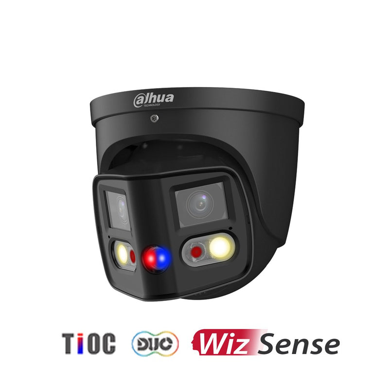 Cargue la imagen en el visor de la galería, [DH-IPC-PDW3849-A180-AS-PV-ANZ-BLK] Dahua WizSense TiOC Duo Series 2x4MP Black Dual-Lens Eyeball Network Camera with 2.8mm Fixed Lens IP67
