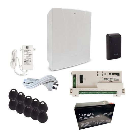 [RKLSP16D] RISCO LightSYS+ Access Kit with 1x Smart Card Reader, 10x Prox Tags, Power Supply and Backup Battery - Polar Tech Australia