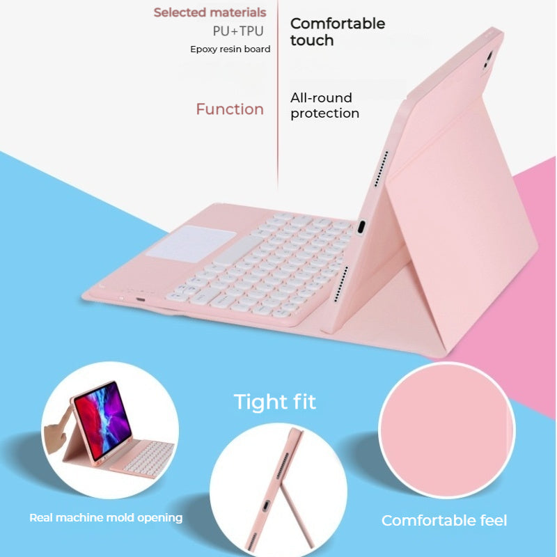 Load image into Gallery viewer, [Detachable Keyboard][Round Keycaps] Samsung Galaxy Tab S7 Plus/S8 Plus/S7 FE/S9 Plus/S9 FE Plus 12.4&quot; - Smart Wireless Trackpad Keyboard Flip Case With Pen Slot - Polar Tech Australia
