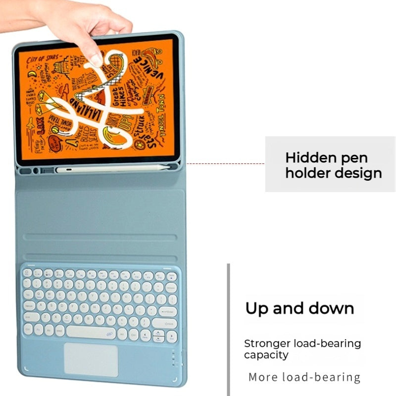 Load image into Gallery viewer, [Detachable Keyboard][Round Keycaps] Samsung Galaxy Tab S7 Plus/S8 Plus/S7 FE/S9 Plus/S9 FE Plus 12.4&quot; - Smart Wireless Trackpad Keyboard Flip Case With Pen Slot - Polar Tech Australia
