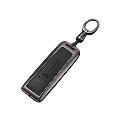 Great Wall Zinc Alloy + PU Leather Car Key Fob Case Cover For WEY VV5, VV6, VV7, Mocha
