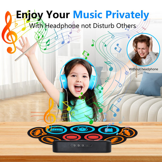 Kids Roll-Up Portable Electronic Drum Pad Kit