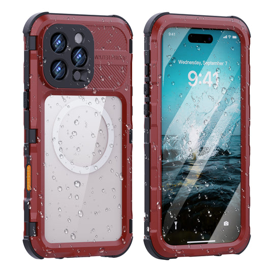 [M Series][Magsafe Compatible] Apple iPhone 14 / 14 Plus / 14 Pro / 14 Pro Max - Redpepper Metal Heavy Duty Waterproof Magnetic Silicone Phone Case With Lanyard - Polar Tech Australia
