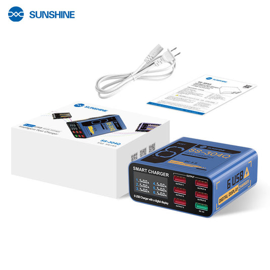 [SS-304Q] SUNSHINE 6-Port USB Fast Charger with Digital Display - Polar Tech Australia