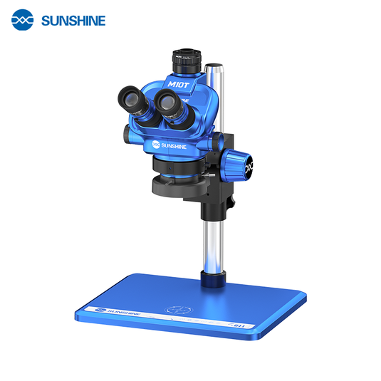 [M10T-B11] SUNSHINE 6.5X-55X Trinocular Zoom Stereo Microscope with B11 Aluminum Alloy Base