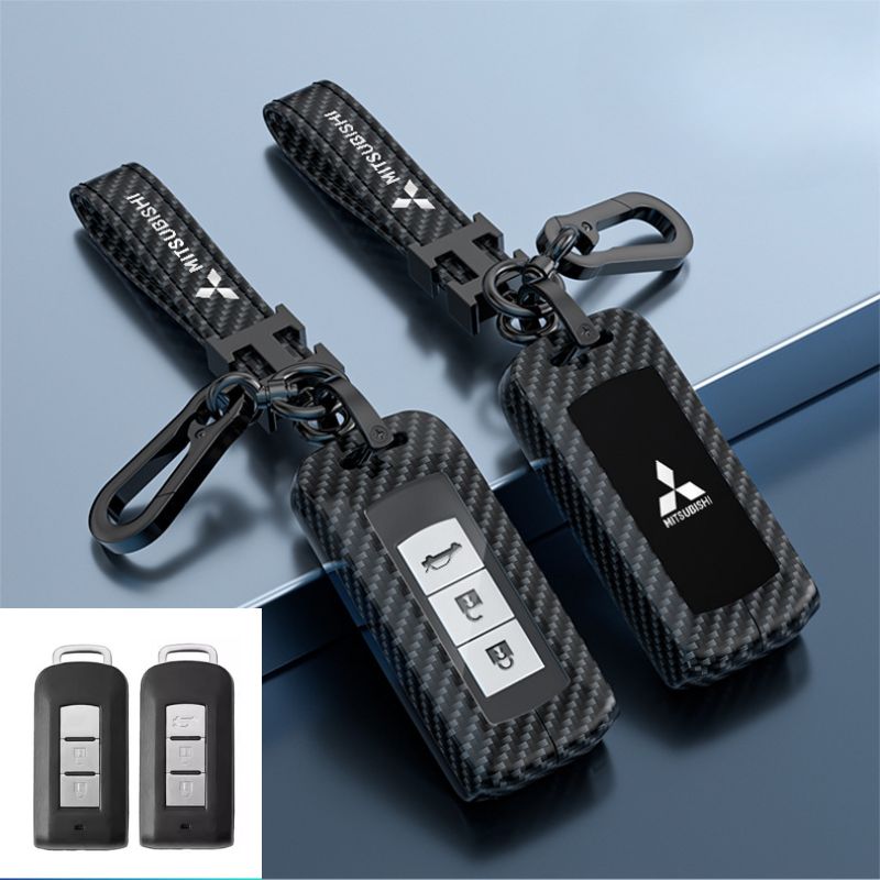 Chargez l&#39;image dans la visionneuse de la galerie, Mitsubishi Zinc Alloy + Carbon Fiber Texture Car Key Fob Case Cover For Outlander, Eclipse Cross, ASX, Pajero, Pajero Sport, Lancer EX

