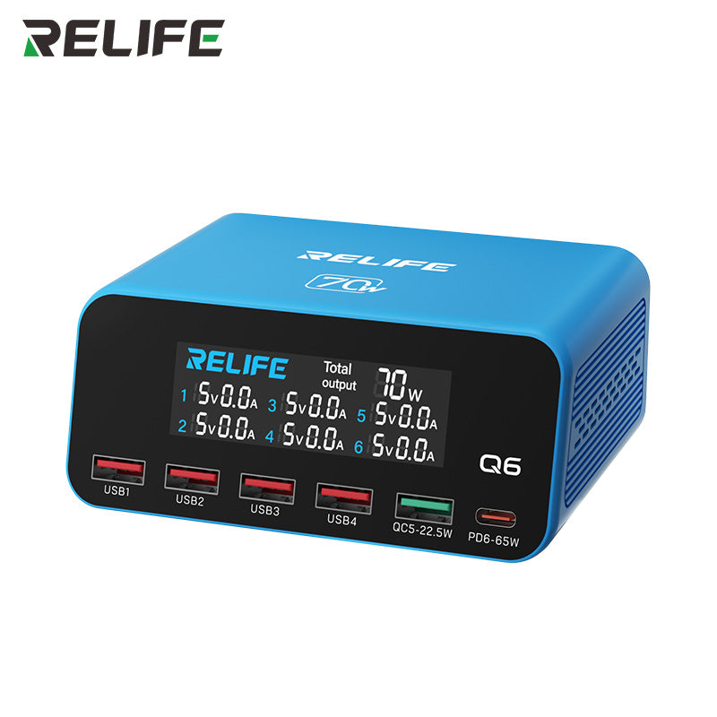 Chargez l'image dans la visionneuse de la galerie, [Q6] Relife 70W Intelligent Multi-Port Digital Display Charger Up to 65W Single-Port Output
