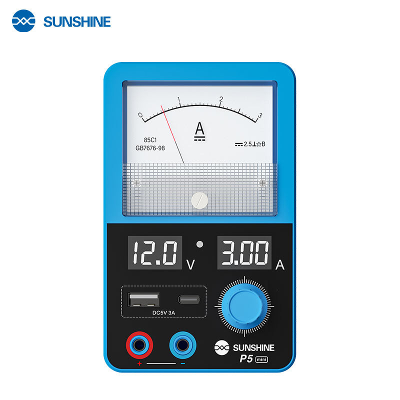 Cargue la imagen en el visor de la galería, [P5 Mini] SUNSHINE 5V / 3A Dual Display Smart Power Supply with Pointer-type Ammeter
