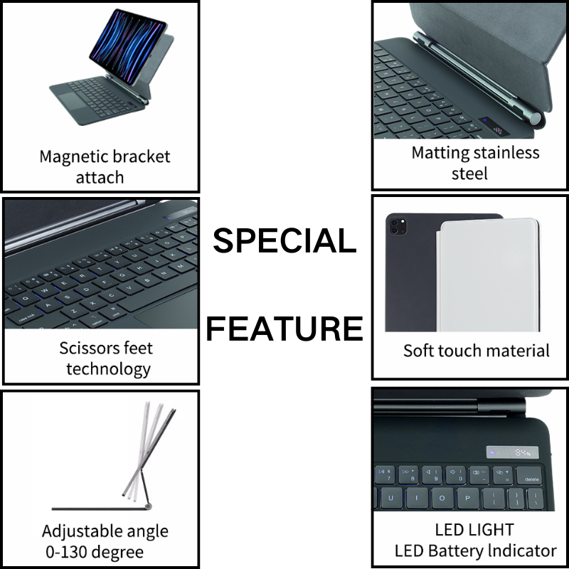 Cargue la imagen en el visor de la galería, [Magic Keybord] Apple iPad Air 4/5 &amp; Pro 11“ &amp; Air 11” M2/M3 (2024/2025) - Precision Multi-Touch Trackpad Magnetic Smart Wireless Keyboard Case With Backlit Keys - i-Station Mobile Phone &amp; Electronic Device Repair and Accessories
