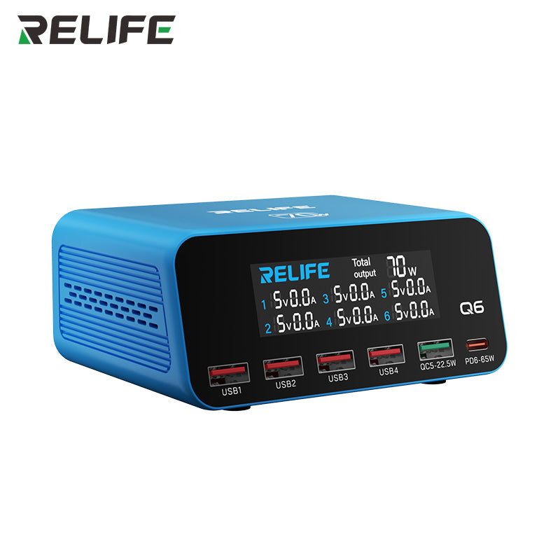 Chargez l'image dans la visionneuse de la galerie, [Q6] Relife 70W Intelligent Multi-Port Digital Display Charger Up to 65W Single-Port Output
