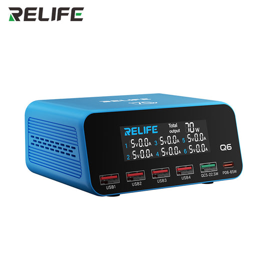 [Q6] Relife 70W Intelligent Multi-Port Digital Display Charger Up to 65W Single-Port Output