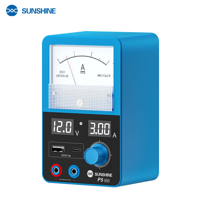 Cargue la imagen en el visor de la galería, [P5 Mini] SUNSHINE 5V / 3A Dual Display Smart Power Supply with Pointer-type Ammeter
