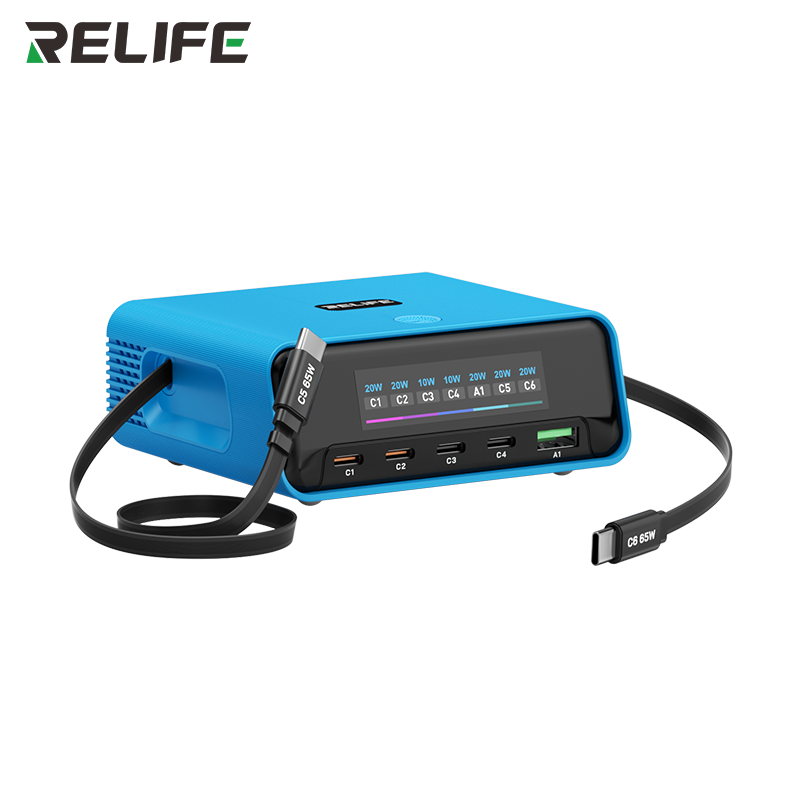 Load image into Gallery viewer, [Q8 Pro] Relife 120W GaN Multi-Port Charger with Retractable USB-C Cable, AVS Dynamic Voltage Support
