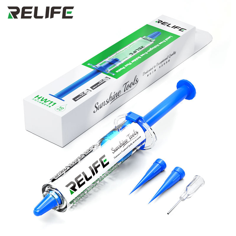 Cargue la imagen en el visor de la galería, [HW11] RELIFE Lead-Free &amp; Halogen-Free Soldering Flux – No-Clean Paste in Syringe Design
