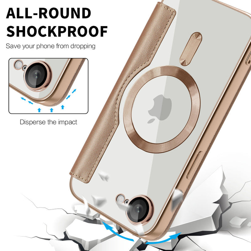 Chargez l&#39;image dans la visionneuse de la galerie, [Magsafe Compatible][With Card Slot] Apple iPhone 16e Golden Shield Magnetic Flip Leather Case - Polar Tech Australia
