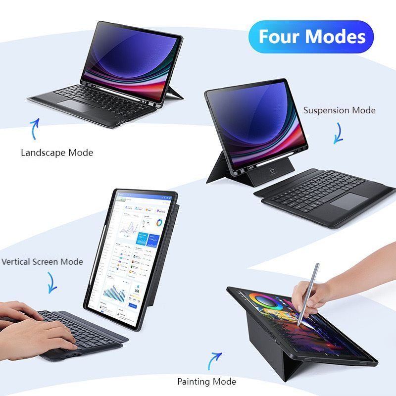 Cargue la imagen en el visor de la galería, [Detachable] Samsung Galaxy Tab S10 FE Plus (2025) 13.1“ - Multi Functional PU Leather Magnetic Bluetooth Keyboard Case - i-Station Mobile Phone &amp; Electronic Device Repair and Accessories
