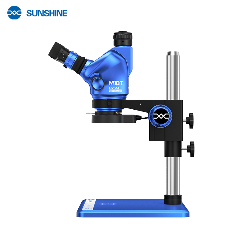 Cargue la imagen en el visor de la galería, [M10T-B11] SUNSHINE 6.5X-55X Trinocular Zoom Stereo Microscope with B11 Aluminum Alloy Base
