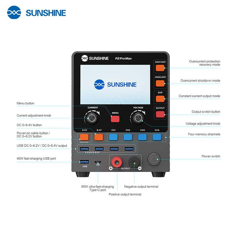 Cargue la imagen en el visor de la galería, [P2 Pro Max] SUNSHINE 330W 4-Segment Storage Channel High Precision Adjustable DC Stabilized Power Supply
