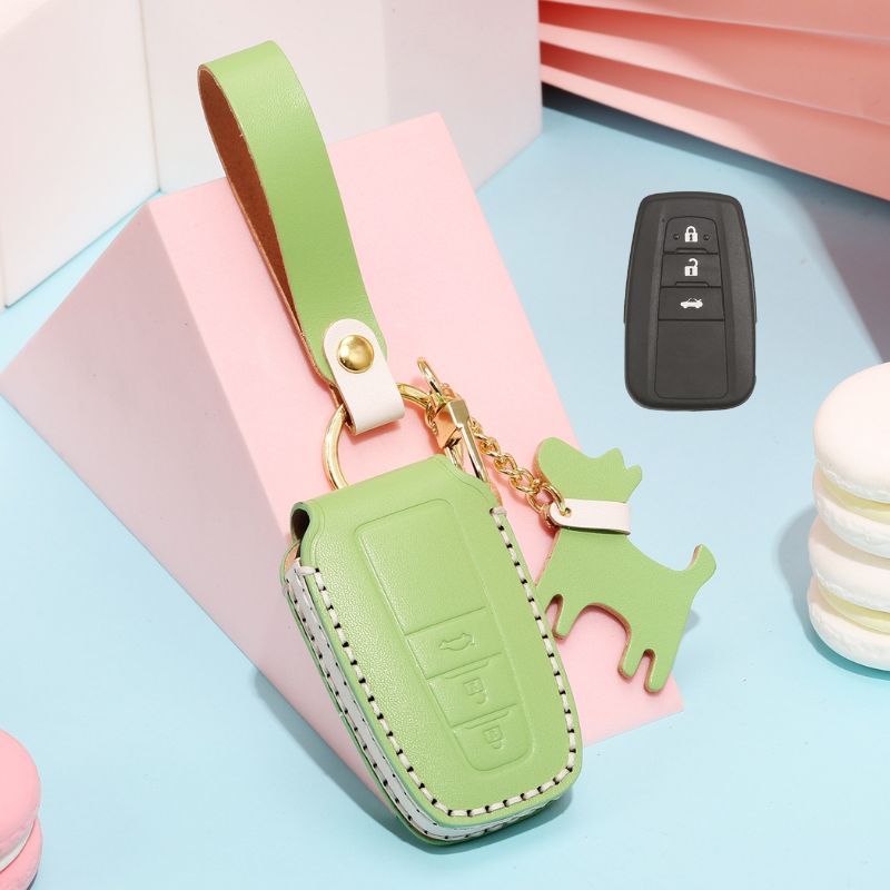 Chargez l&#39;image dans la visionneuse de la galerie, Toyota Genuine Leather Full Protection Car Key Fob Case Cover For Aygo, Yaris, Corolla, C-HR, Camry, GT86, GR Supra, Prius, Prado, Mirai, RAV4, Land Cruiser, Hilux, Proace
