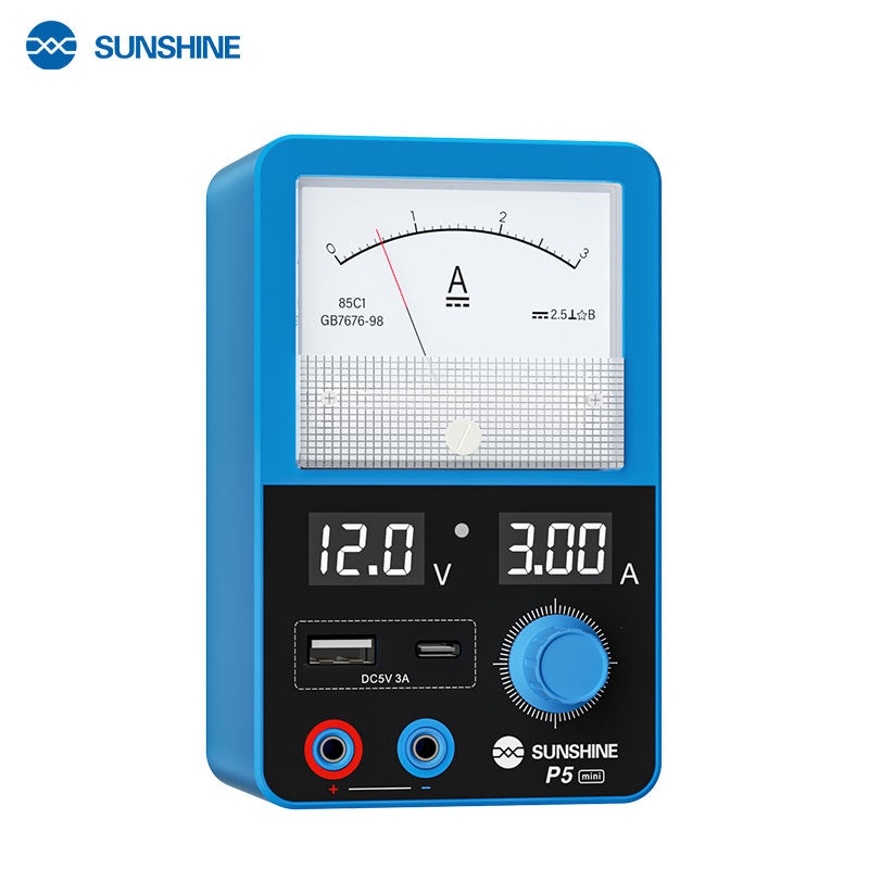 Cargue la imagen en el visor de la galería, [P5 Mini] SUNSHINE 5V / 3A Dual Display Smart Power Supply with Pointer-type Ammeter
