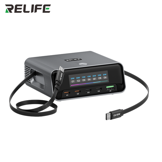 [Q8 Pro] Relife 120W GaN Multi-Port Charger with Retractable USB-C Cable, AVS Dynamic Voltage Support