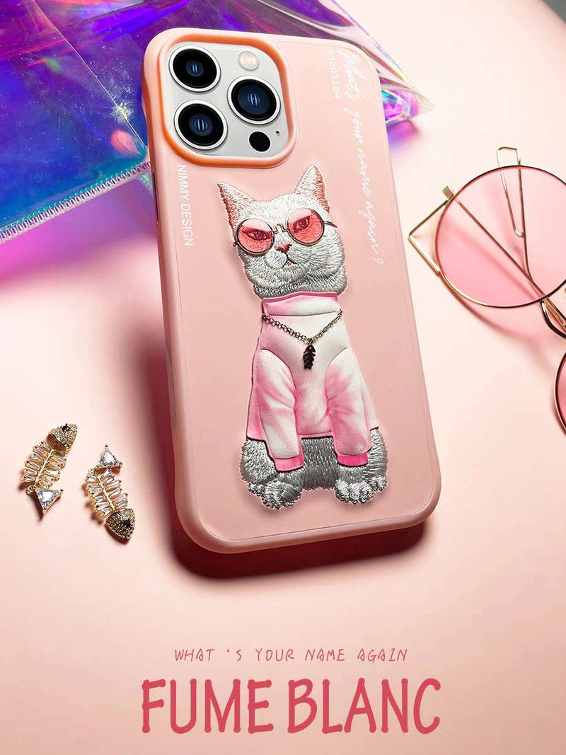 Chargez l&#39;image dans la visionneuse de la galerie, Nimmy Pet Animal Series iPhone 13/14/15/Pro/Max Embroidery 3D Cute Cool Case - Polar Tech Australia
