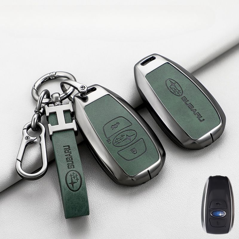 Chargez l&#39;image dans la visionneuse de la galerie, Subaru Zinc Alloy + PU Leather Car Key Fob Protective Cover Case For Outback, Forester, Impreza, WRX, XV, Crosstrek, Legacy
