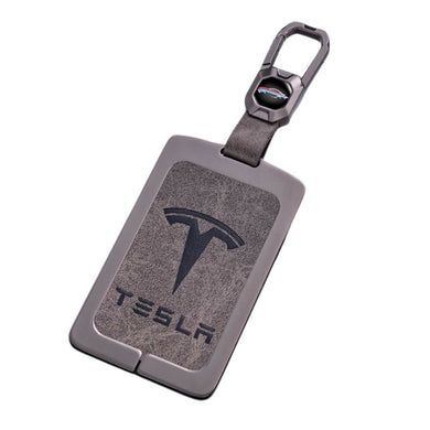 Tesla Metal + PU Leather Smart Key Card Case for Model 3, S, Y, X