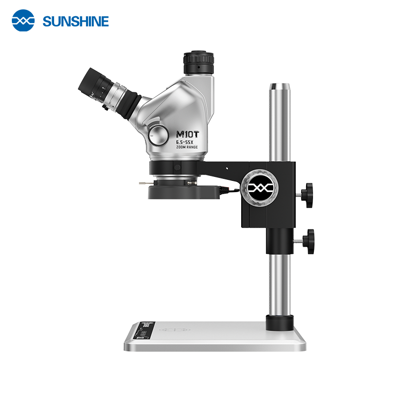 Cargue la imagen en el visor de la galería, [M10T-B11] SUNSHINE 6.5X-55X Trinocular Zoom Stereo Microscope with B11 Aluminum Alloy Base
