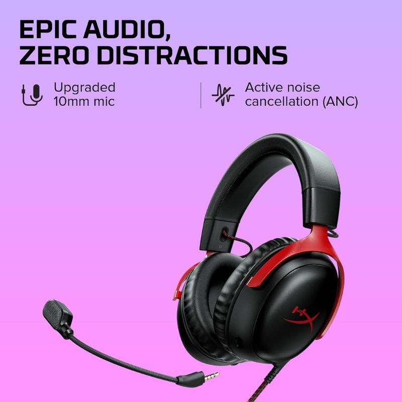 Cargue la imagen en el visor de la galería, HyperX Cloud III – Wired Gaming Headset, PC, PS5, Xbox Series X|S, Angled 53mm Drivers, DTS, Memory Foam, Durable Frame, Ultra-Clear 10mm Mic, USB-C, USB-A, 3.5mm
