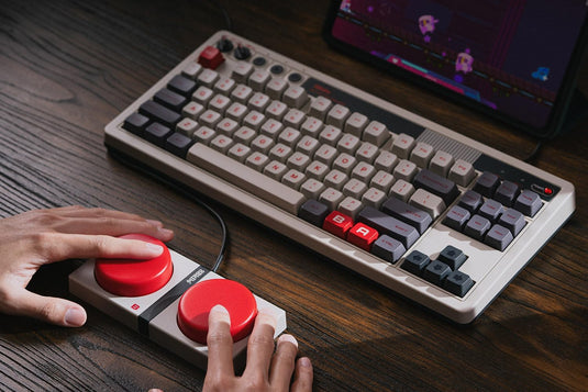8BitDo Retro Mechanical Keyboard, Bluetooth/2.4G/USB-C Hot Swappable Gaming Keyboard with 87 Keys, Dual Super Programmable Buttons for Windows and Android (N)