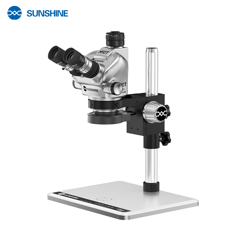 Cargue la imagen en el visor de la galería, [M10T-B11] SUNSHINE 6.5X-55X Trinocular Zoom Stereo Microscope with B11 Aluminum Alloy Base
