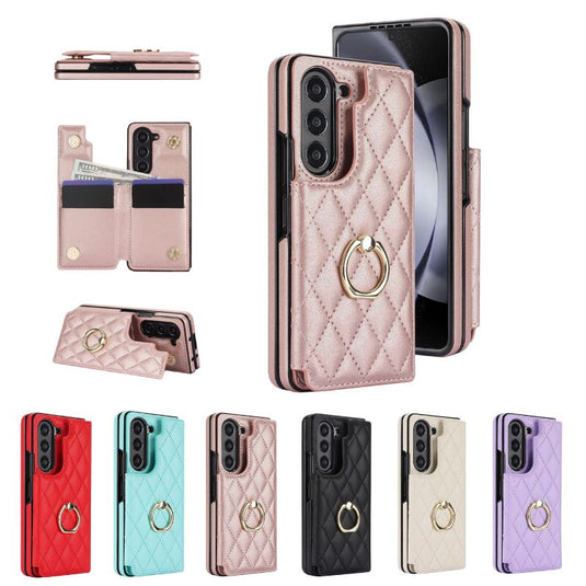 [With Card Slot] Samsung Galaxy Z Fold 6 (SM-F956) - Diamond Pattern Folding Ring Wallet Series Case - Polar Tech Australia